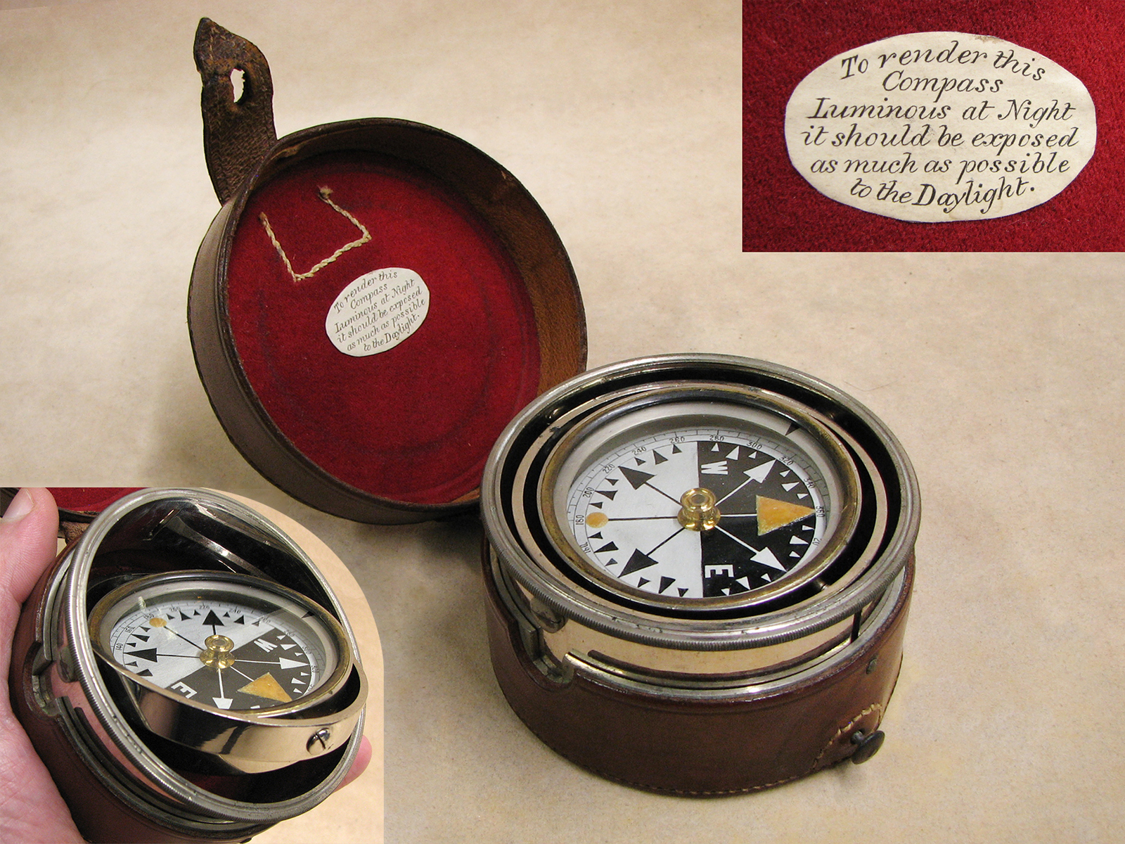 Georgian mahogany cased pocket compass circa 1820